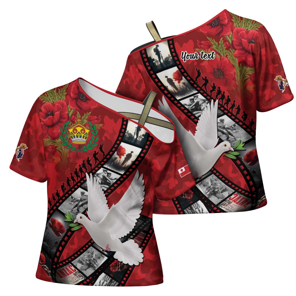 Personalised Tonga ANZAC 1915-2026 Filmstrip Cross Shoulder Shirt Lest We Forget 25 April