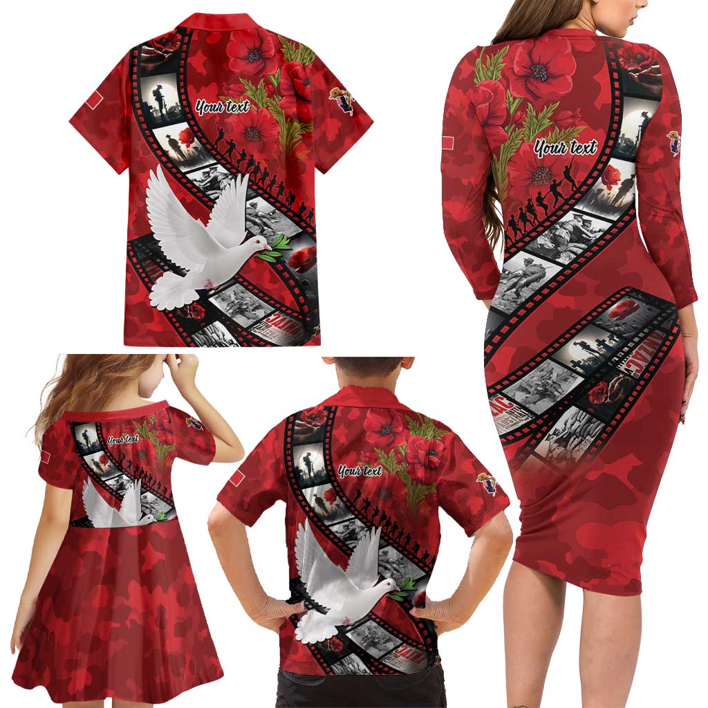 Personalised Tonga ANZAC 1915-2026 Filmstrip Family Matching Long Sleeve Bodycon Dress and Hawaiian Shirt Lest We Forget 25 April