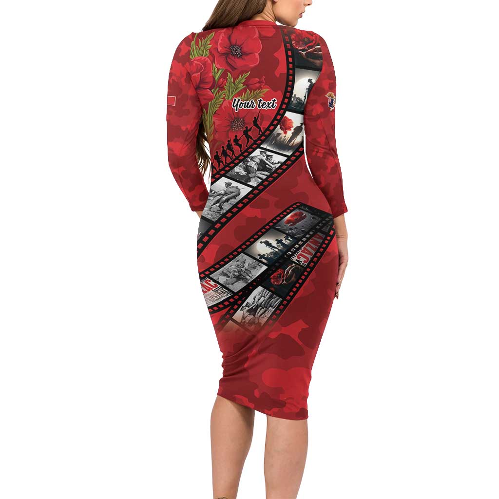 Personalised Tonga ANZAC 1915-2026 Filmstrip Family Matching Long Sleeve Bodycon Dress and Hawaiian Shirt Lest We Forget 25 April