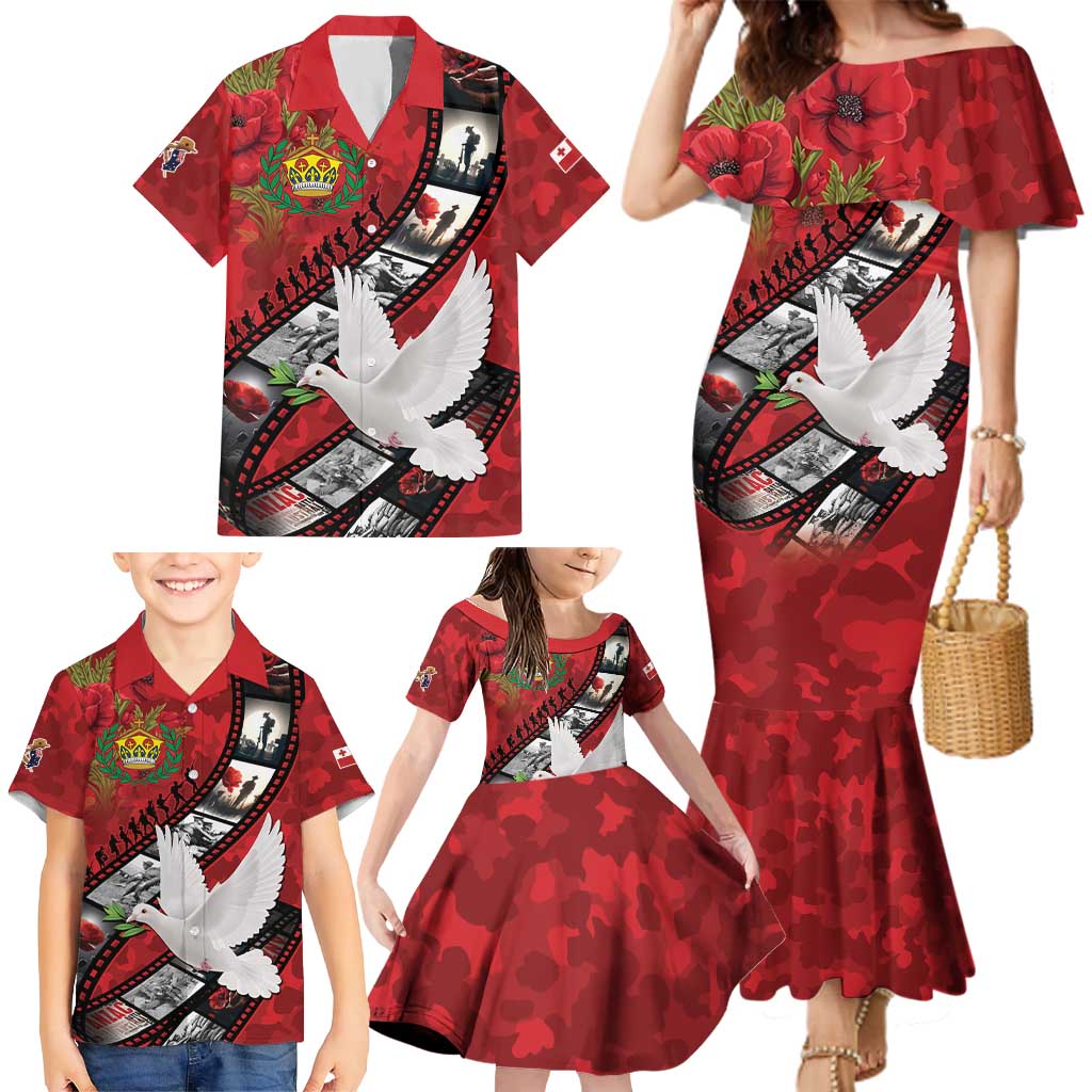Personalised Tonga ANZAC 1915-2026 Filmstrip Family Matching Mermaid Dress and Hawaiian Shirt Lest We Forget 25 April