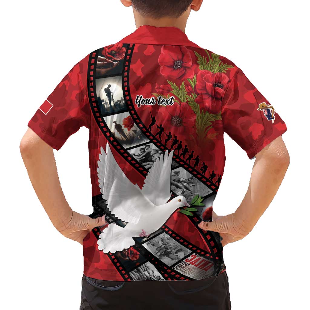 Personalised Tonga ANZAC 1915-2026 Filmstrip Family Matching Off The Shoulder Long Sleeve Dress and Hawaiian Shirt Lest We Forget 25 April