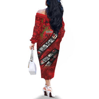 Personalised Tonga ANZAC 1915-2026 Filmstrip Family Matching Off The Shoulder Long Sleeve Dress and Hawaiian Shirt Lest We Forget 25 April
