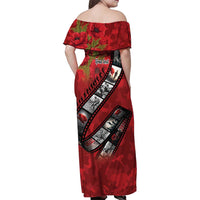Personalised Tonga ANZAC 1915-2026 Filmstrip Family Matching Off Shoulder Maxi Dress and Hawaiian Shirt Lest We Forget 25 April