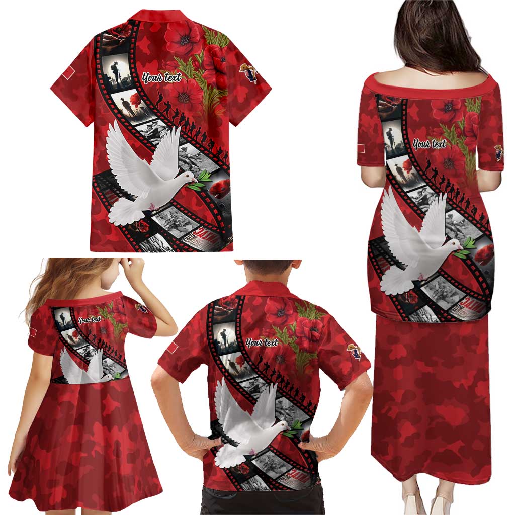 Personalised Tonga ANZAC 1915-2026 Filmstrip Family Matching Puletasi and Hawaiian Shirt Lest We Forget 25 April