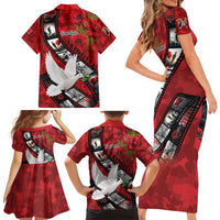 Personalised Tonga ANZAC 1915-2026 Filmstrip Family Matching Short Sleeve Bodycon Dress and Hawaiian Shirt Lest We Forget 25 April