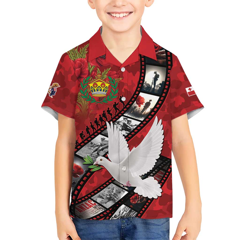 Personalised Tonga ANZAC 1915-2026 Filmstrip Family Matching Short Sleeve Bodycon Dress and Hawaiian Shirt Lest We Forget 25 April