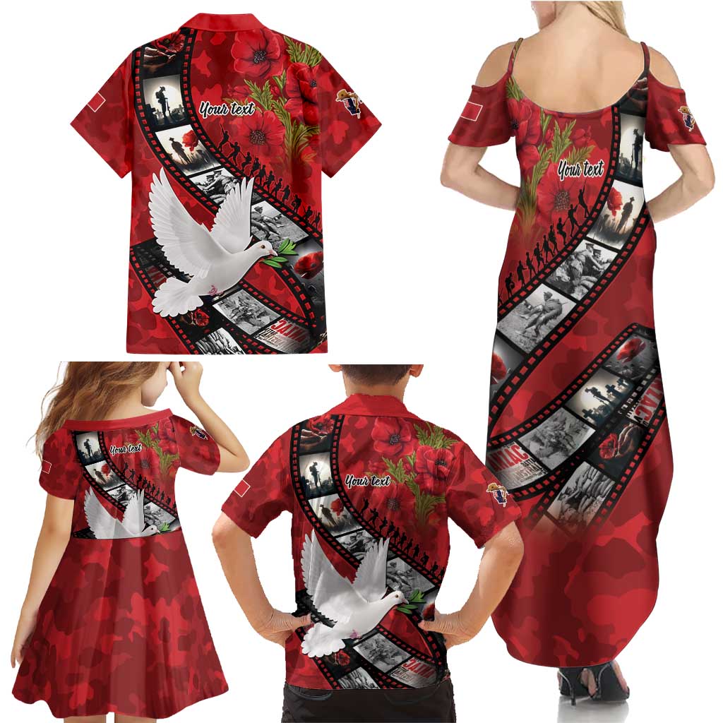 Personalised Tonga ANZAC 1915-2026 Filmstrip Family Matching Summer Maxi Dress and Hawaiian Shirt Lest We Forget 25 April