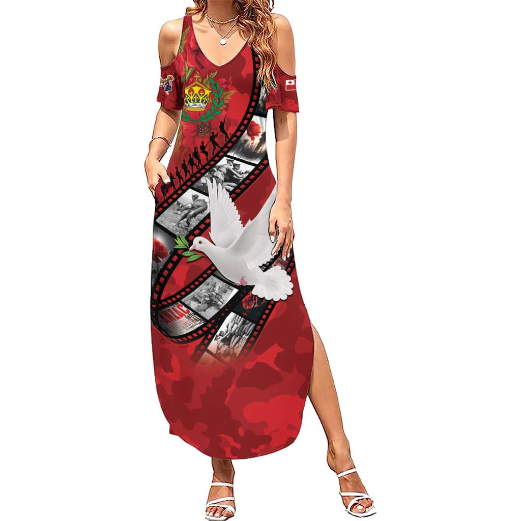 Personalised Tonga ANZAC 1915-2026 Filmstrip Family Matching Summer Maxi Dress and Hawaiian Shirt Lest We Forget 25 April
