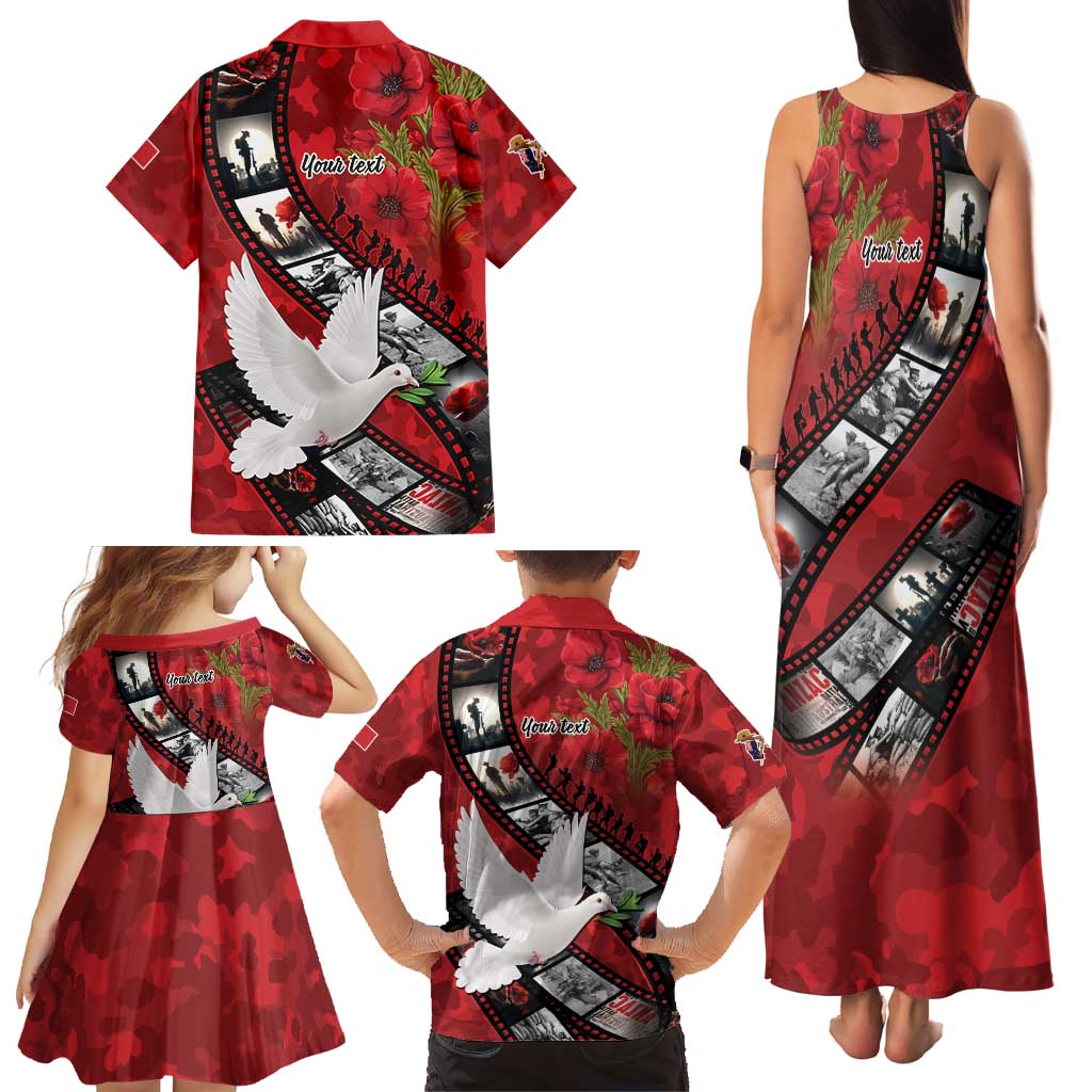 Personalised Tonga ANZAC 1915-2026 Filmstrip Family Matching Tank Maxi Dress and Hawaiian Shirt Lest We Forget 25 April