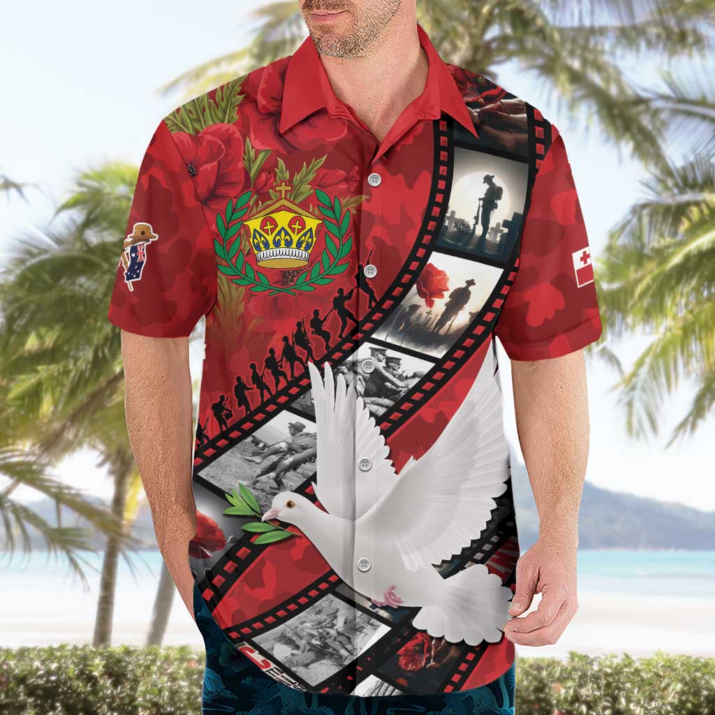 Personalised Tonga ANZAC 1915-2026 Filmstrip Hawaiian Shirt Lest We Forget 25 April LT9 - Polynesian Pride