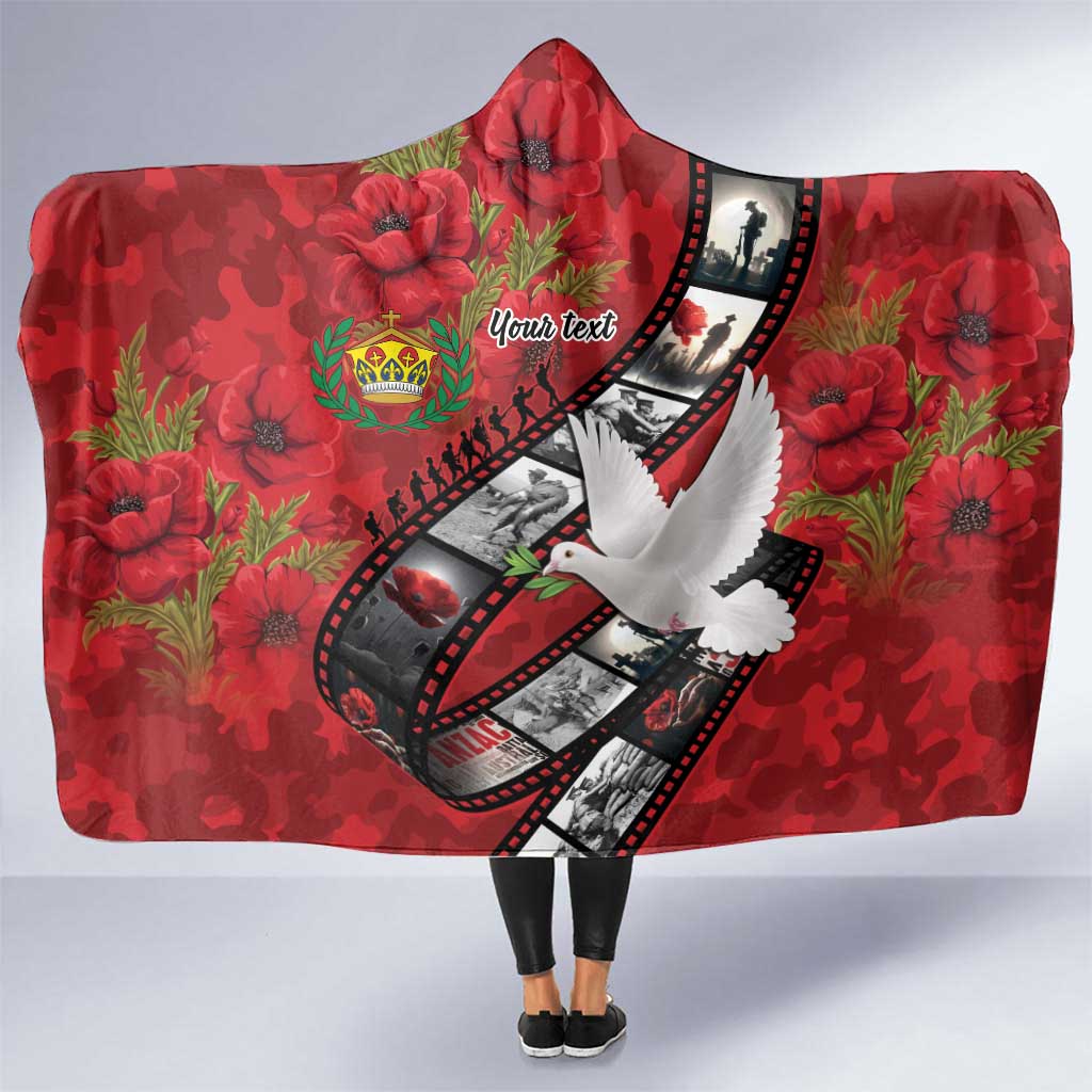 Personalised Tonga ANZAC 1915-2026 Filmstrip Hooded Blanket Lest We Forget 25 April