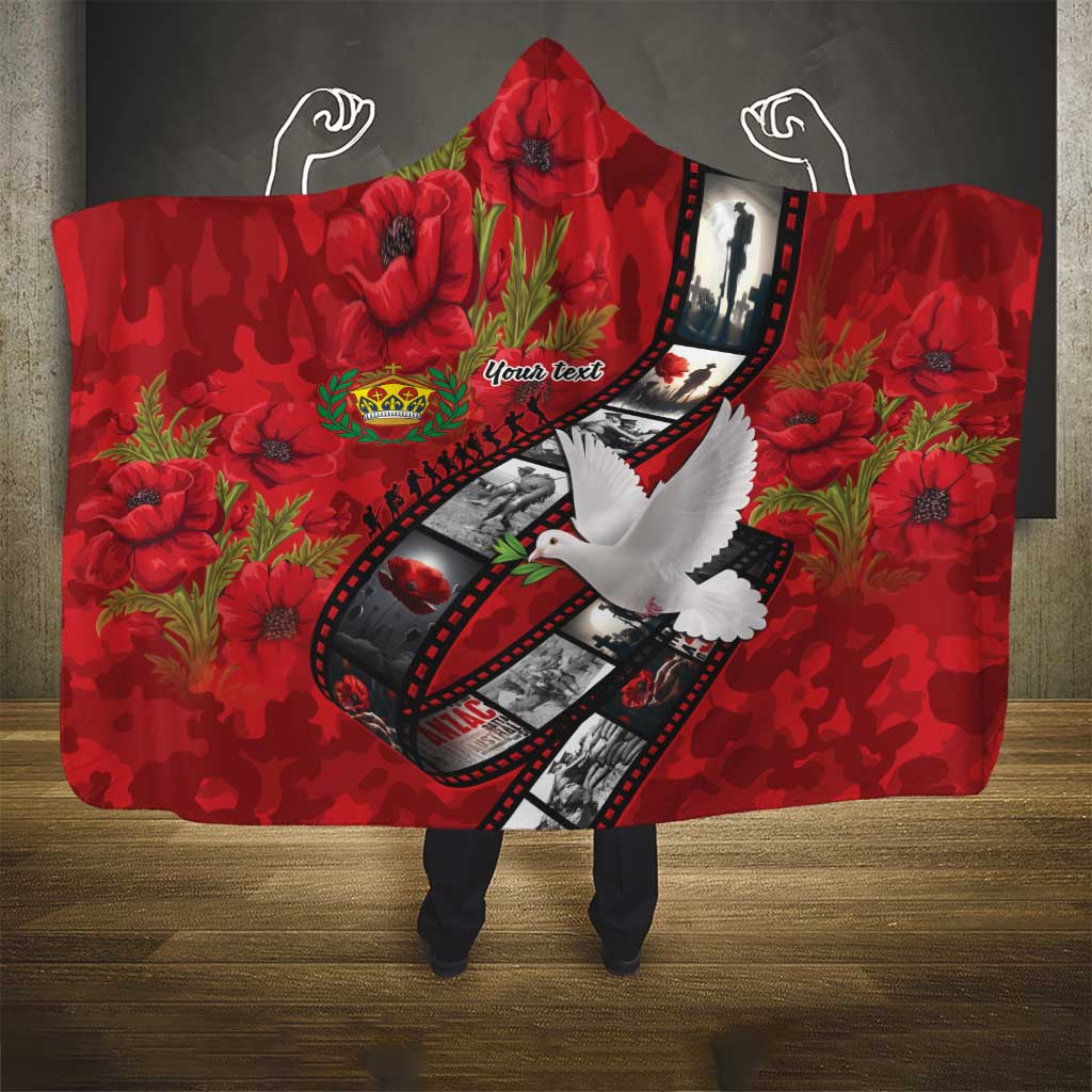 Personalised Tonga ANZAC 1915-2026 Filmstrip Hooded Blanket Lest We Forget 25 April