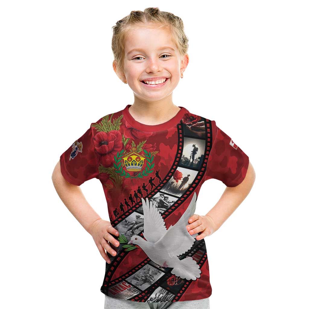 Personalised Tonga ANZAC 1915-2026 Filmstrip Kid T Shirt Lest We Forget 25 April