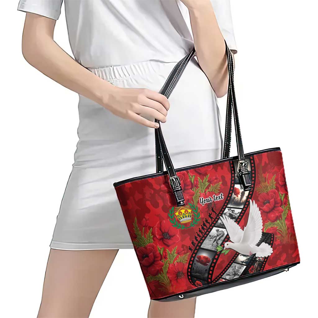 Personalised Tonga ANZAC 1915-2026 Filmstrip Leather Tote Bag Lest We Forget 25 April