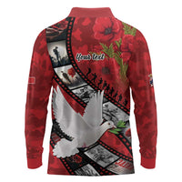 Personalised Tonga ANZAC 1915-2026 Filmstrip Long Sleeve Polo Shirt Lest We Forget 25 April