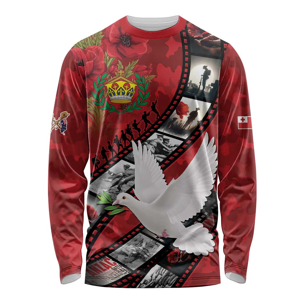 Personalised Tonga ANZAC 1915-2026 Filmstrip Long Sleeve Shirt Lest We Forget 25 April