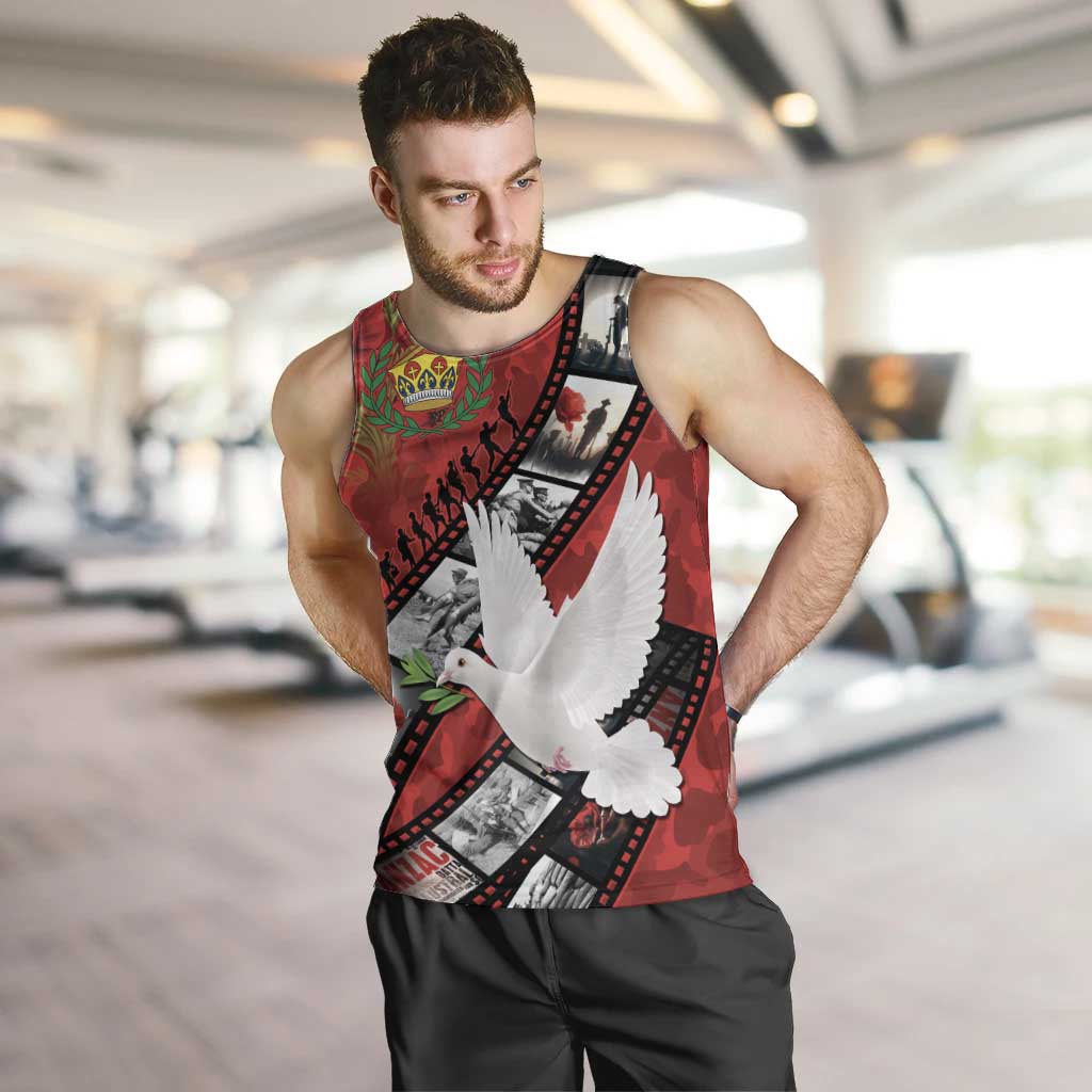Personalised Tonga ANZAC 1915-2026 Filmstrip Men Tank Top Lest We Forget 25 April