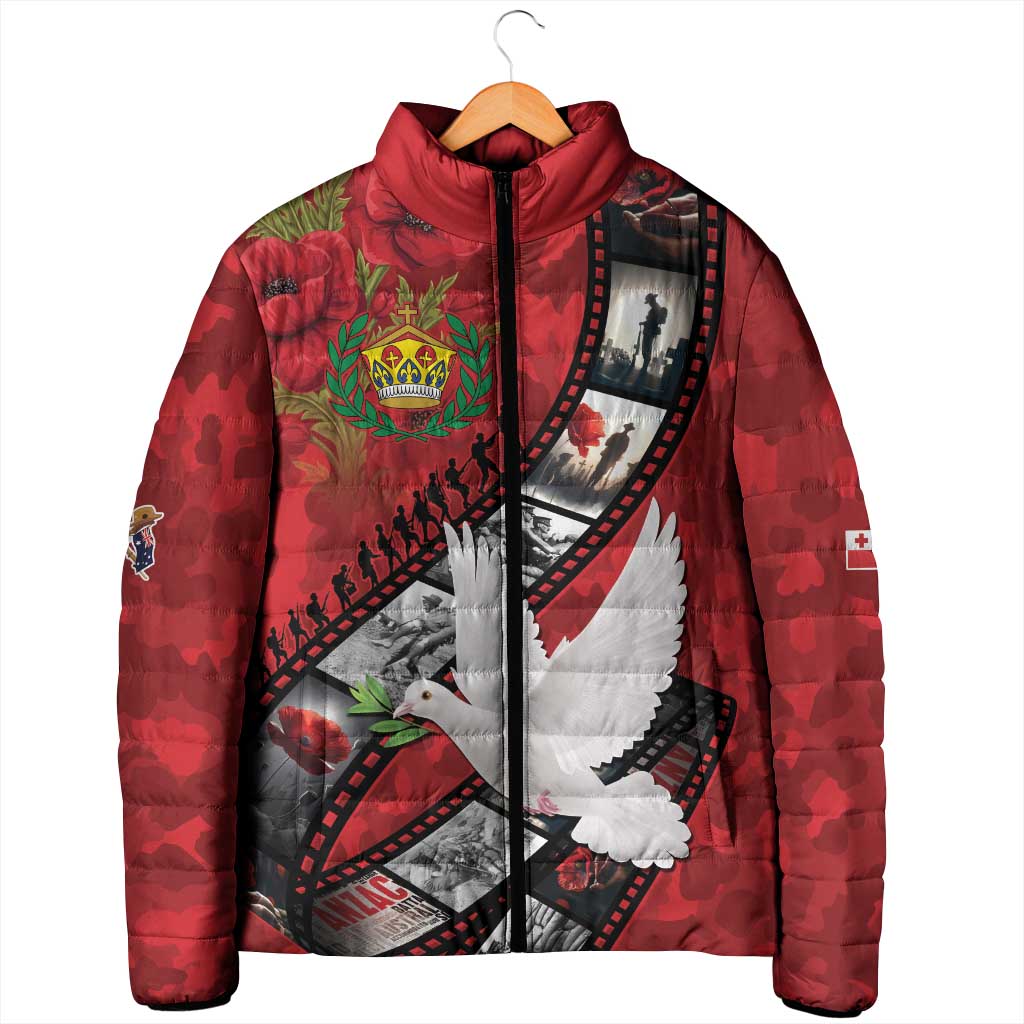 Personalised Tonga ANZAC 1915-2026 Filmstrip Padded Jacket Lest We Forget 25 April
