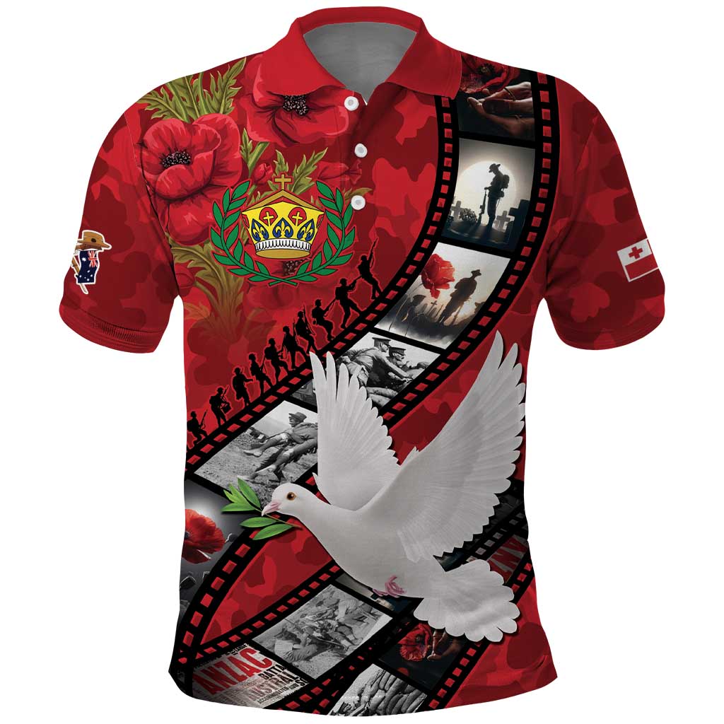 Personalised Tonga ANZAC 1915-2026 Filmstrip Polo Shirt Lest We Forget 25 April
