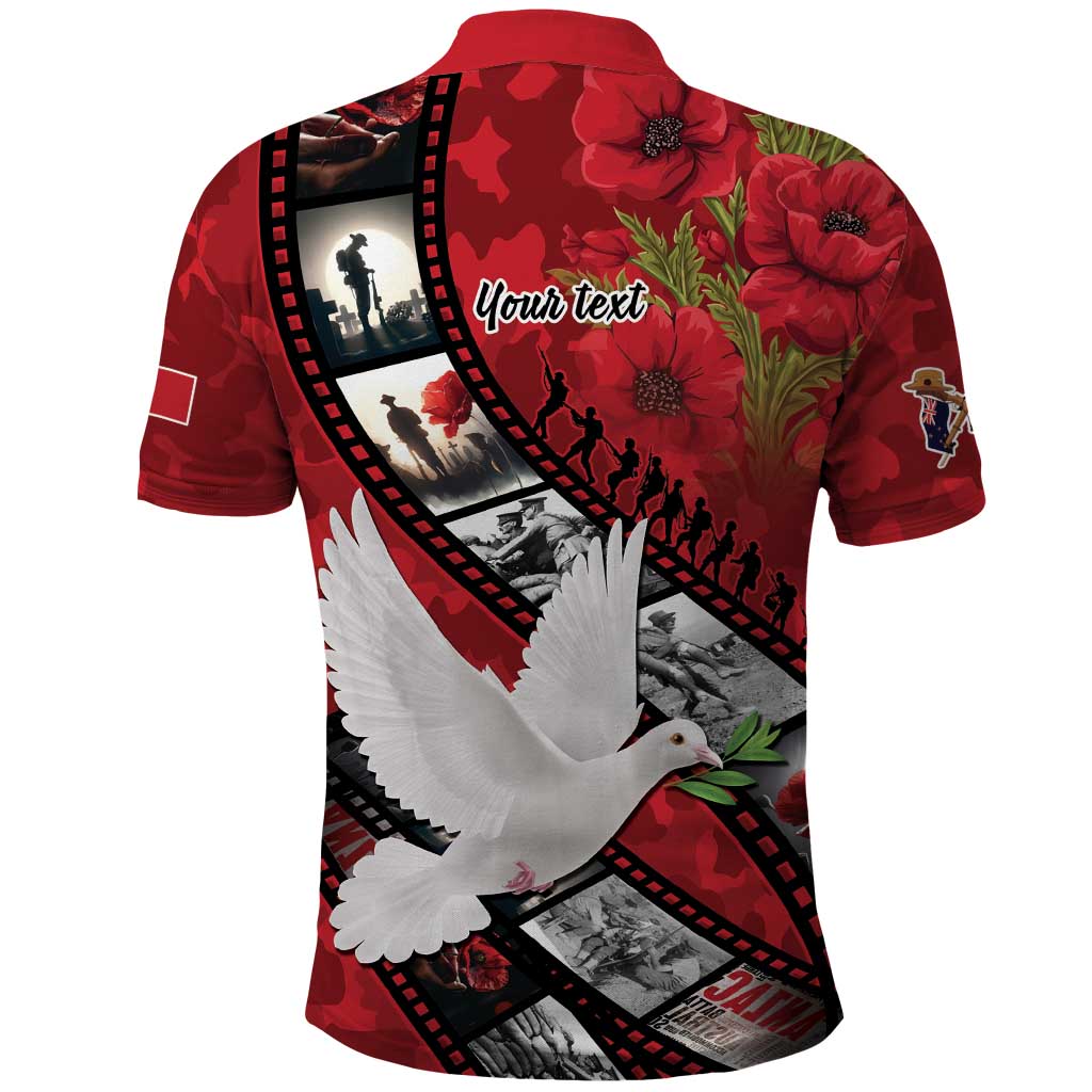 Personalised Tonga ANZAC 1915-2026 Filmstrip Polo Shirt Lest We Forget 25 April