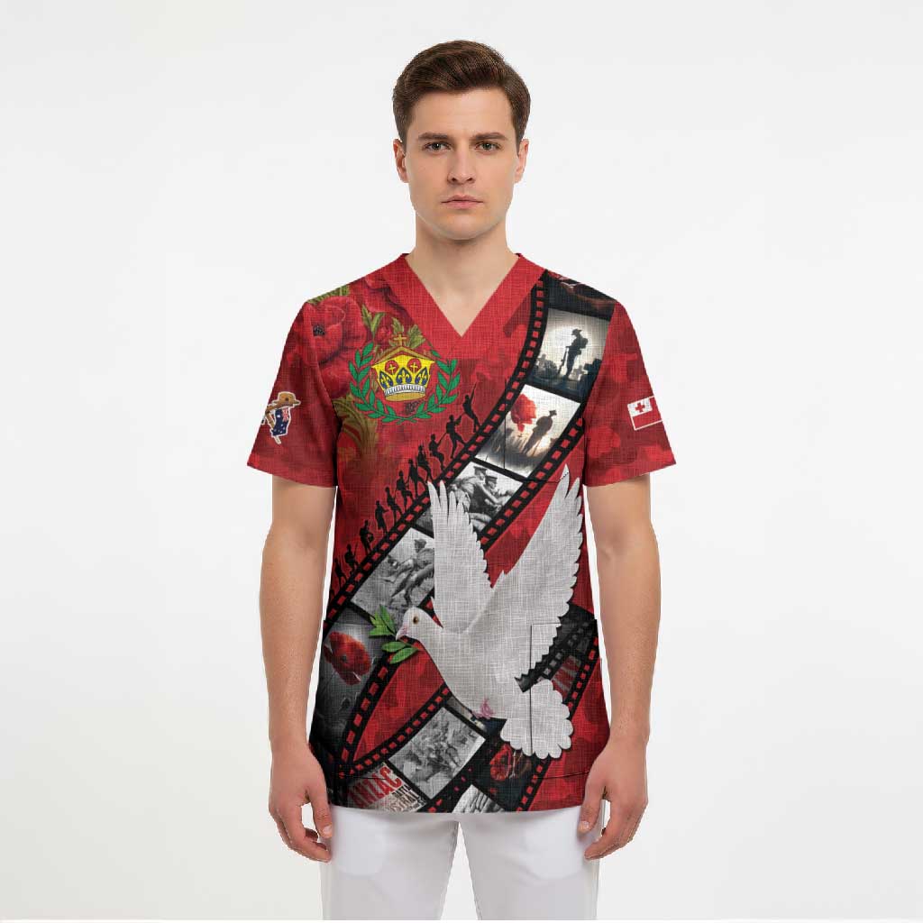 Personalised Tonga ANZAC 1915-2026 Filmstrip Scrub Top Lest We Forget 25 April