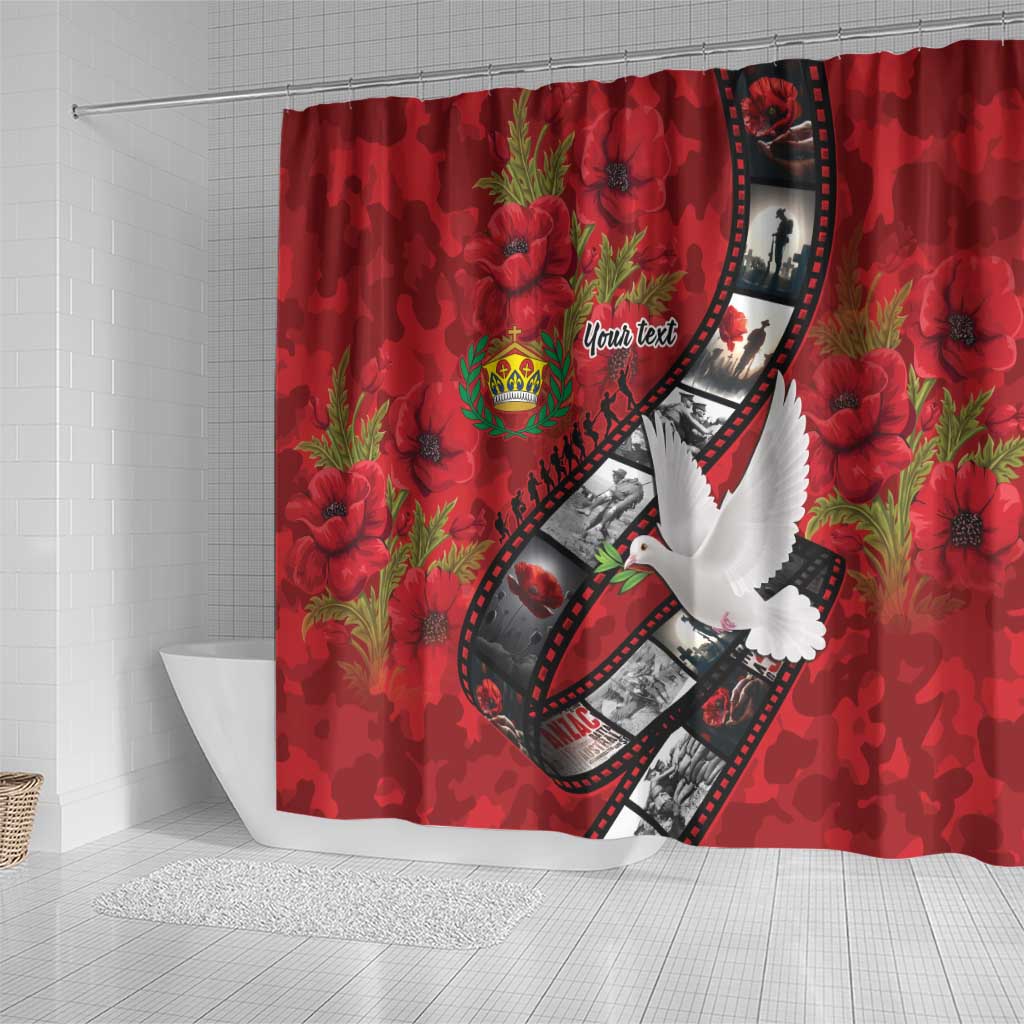 Personalised Tonga ANZAC 1915-2026 Filmstrip Shower Curtain Lest We Forget 25 April