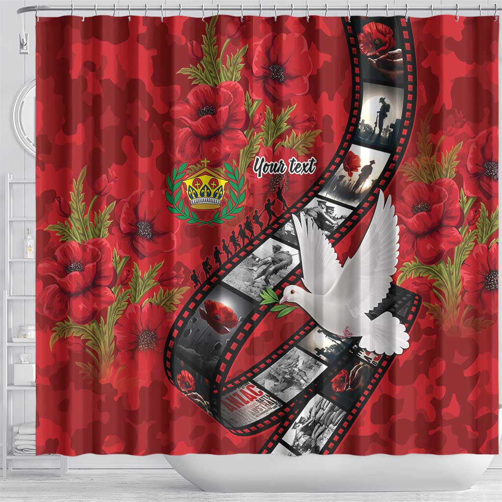 Personalised Tonga ANZAC 1915-2026 Filmstrip Shower Curtain Lest We Forget 25 April