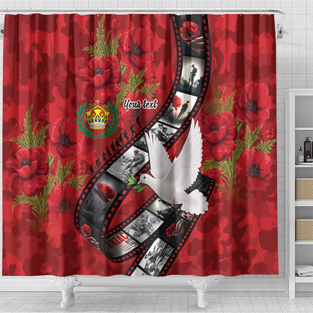 Personalised Tonga ANZAC 1915-2026 Filmstrip Shower Curtain Lest We Forget 25 April