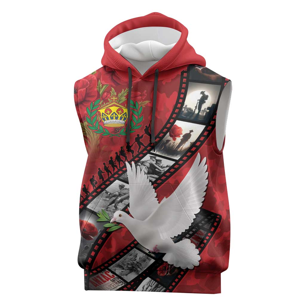 Personalised Tonga ANZAC 1915-2026 Filmstrip Sleeveless Hoodie Lest We Forget 25 April