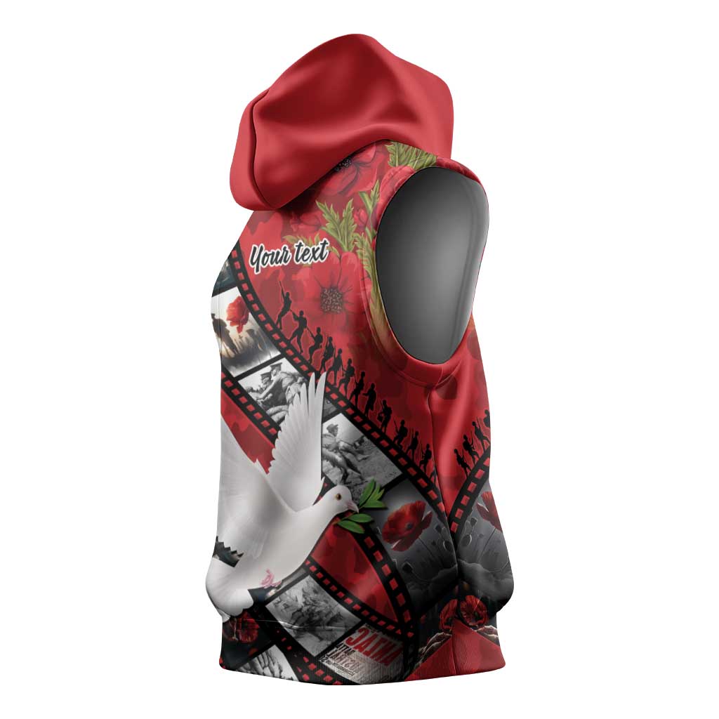 Personalised Tonga ANZAC 1915-2026 Filmstrip Sleeveless Hoodie Lest We Forget 25 April