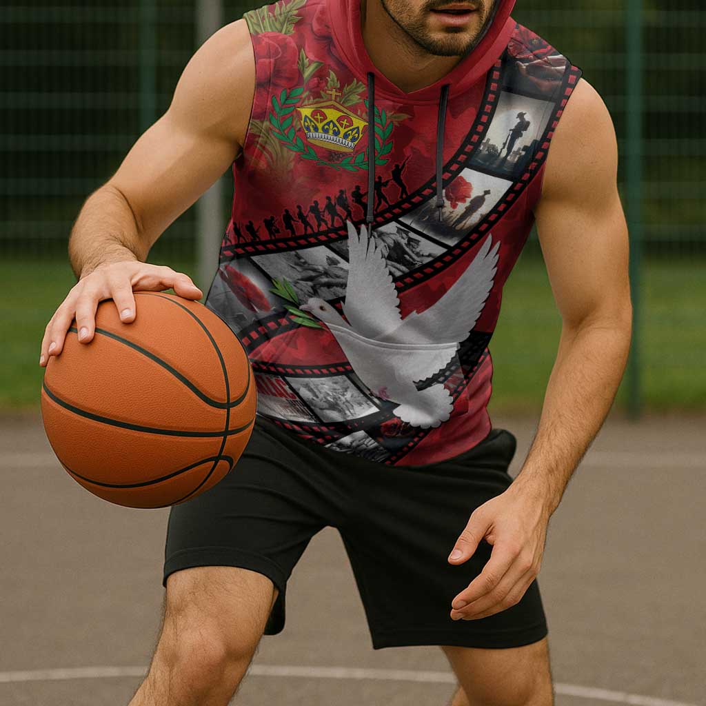 Personalised Tonga ANZAC 1915-2026 Filmstrip Sleeveless Hoodie Lest We Forget 25 April