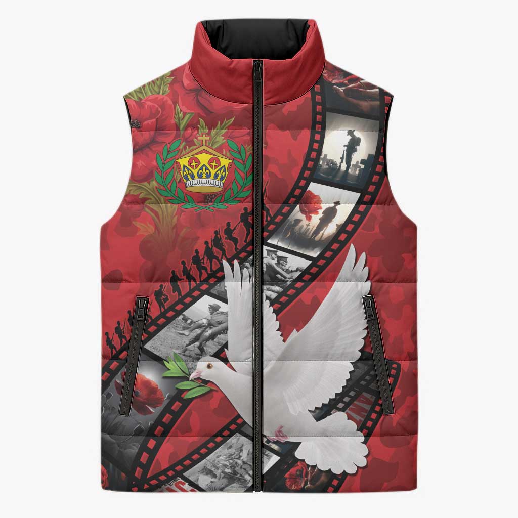 Personalised Tonga ANZAC 1915-2026 Filmstrip Sleeveless Puffer Jacket Lest We Forget 25 April