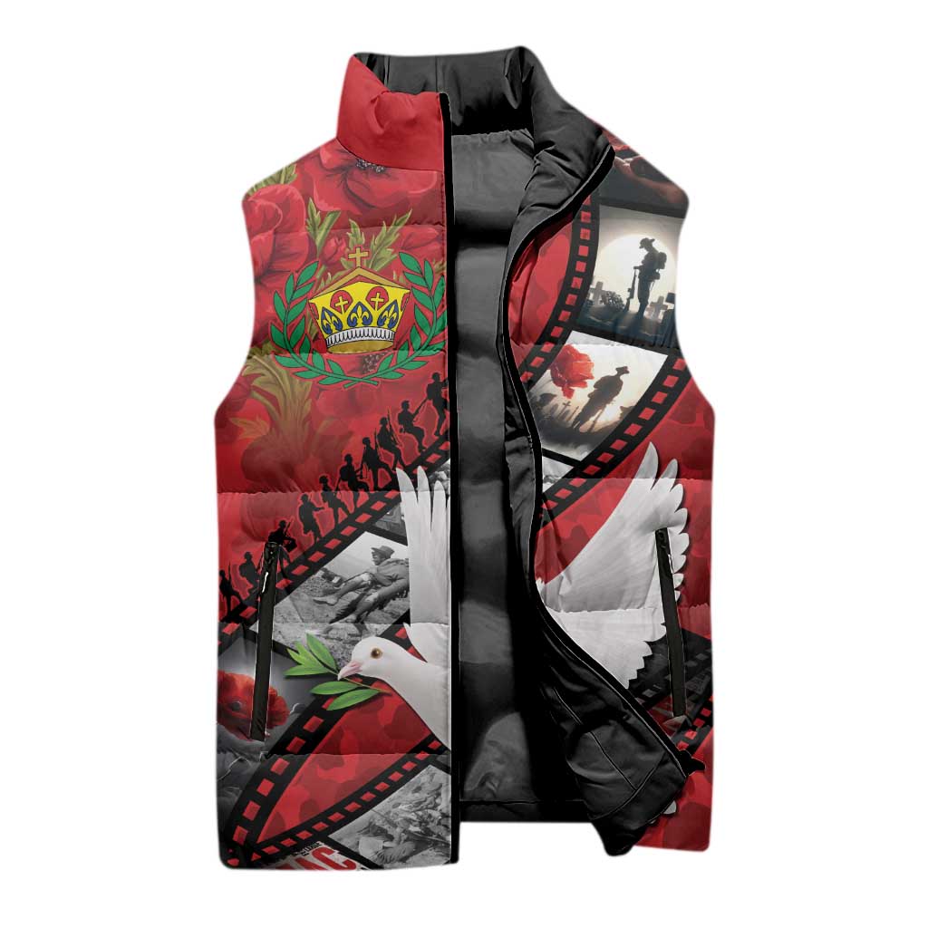 Personalised Tonga ANZAC 1915-2026 Filmstrip Sleeveless Puffer Jacket Lest We Forget 25 April