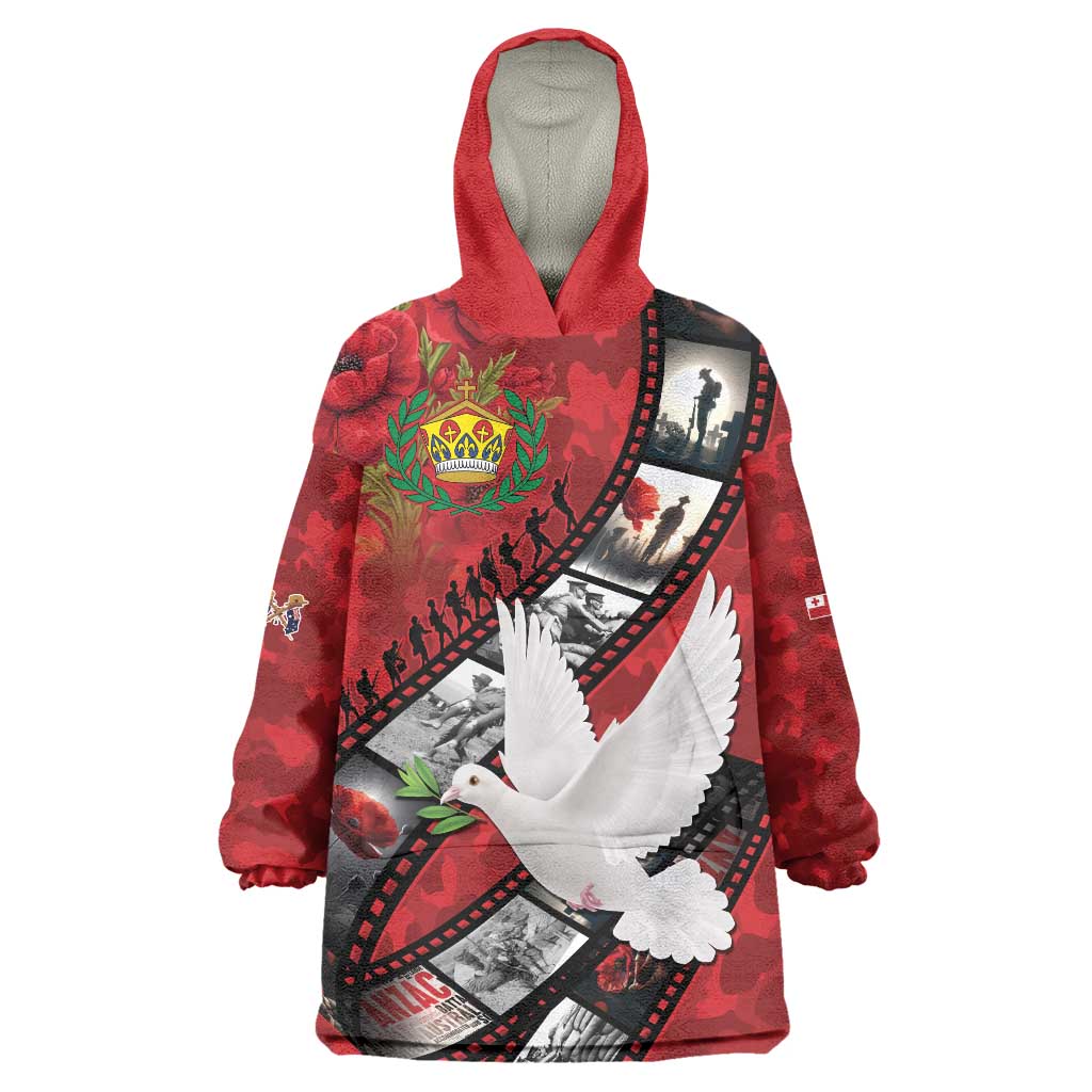 Personalised Tonga ANZAC 1915-2026 Filmstrip Wearable Blanket Hoodie Lest We Forget 25 April