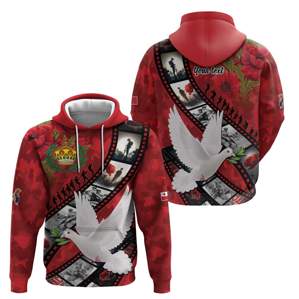 Personalised Tonga ANZAC 1915-2026 Filmstrip Zip Hoodie Lest We Forget 25 April LT9 - Polynesian Pride