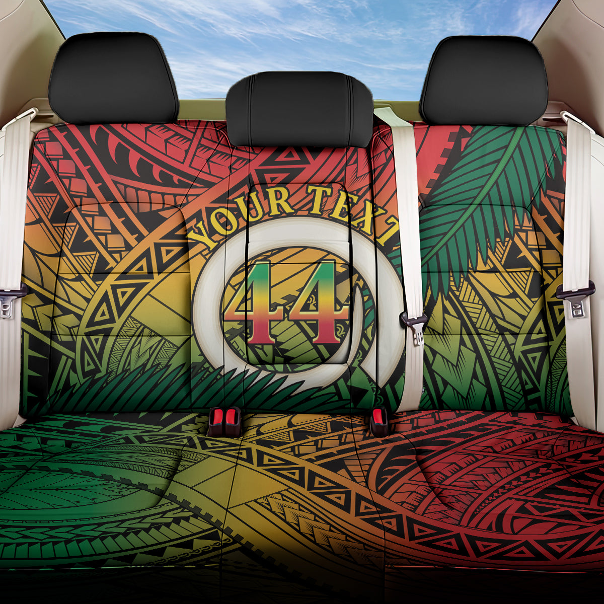 Personalised Vanuatu Yumi 44th Indipendens Dei Back Car Seat Cover Vanuatuan Broad Tusk with Polynesian Tribal LT9