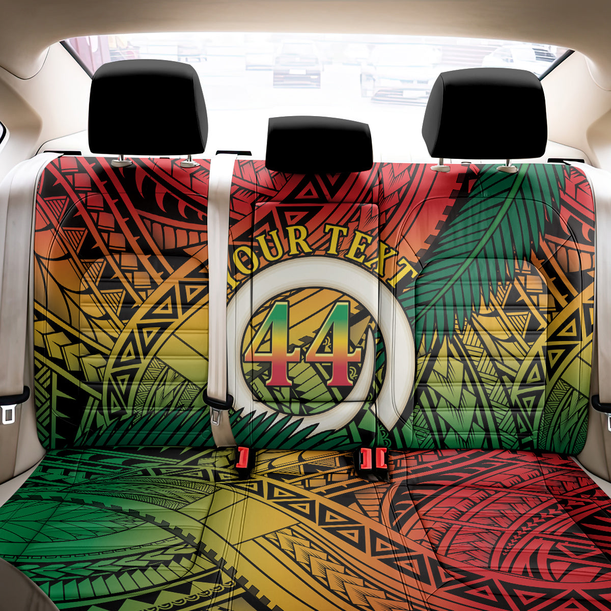 Personalised Vanuatu Yumi 44th Indipendens Dei Back Car Seat Cover Vanuatuan Broad Tusk with Polynesian Tribal LT9