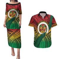 Personalised Vanuatu Yumi 44th Indipendens Dei Couples Matching Puletasi and Hawaiian Shirt Vanuatuan Broad Tusk with Polynesian Tribal