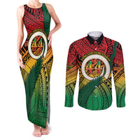 Personalised Vanuatu Yumi 44th Indipendens Dei Couples Matching Tank Maxi Dress and Long Sleeve Button Shirt Vanuatuan Broad Tusk with Polynesian Tribal