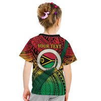 Personalised Vanuatu Yumi 44th Indipendens Dei Kid T Shirt Vanuatuan Broad Tusk with Polynesian Tribal
