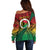 Personalised Vanuatu Yumi 44th Indipendens Dei Off Shoulder Sweater Vanuatuan Broad Tusk with Polynesian Tribal