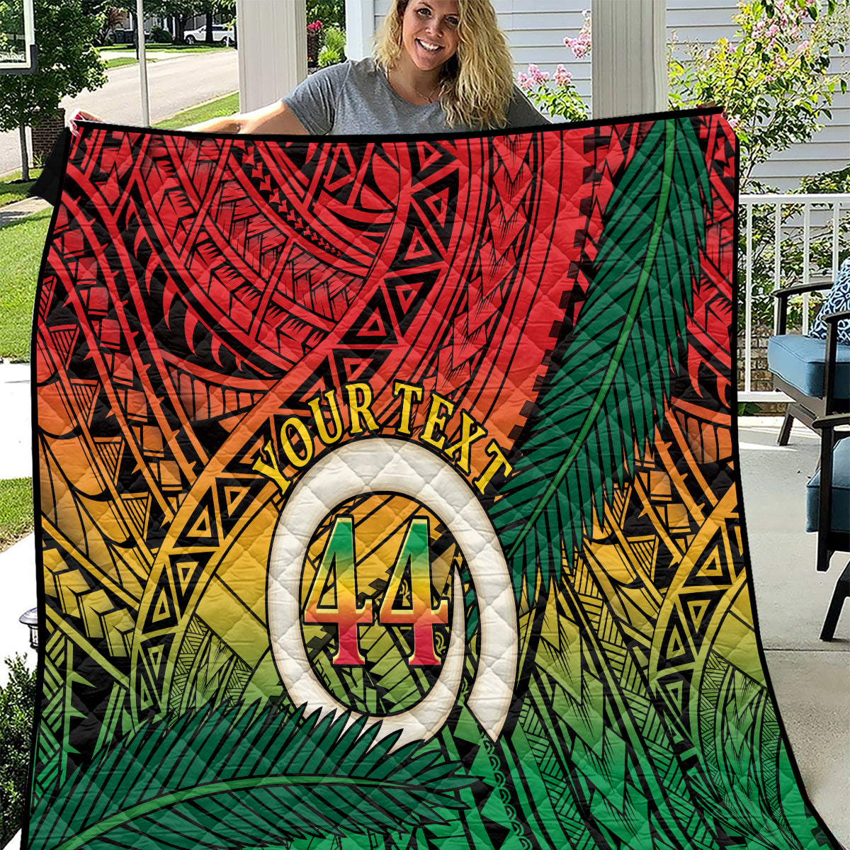 Personalised Vanuatu Yumi 44th Indipendens Dei Quilt Vanuatuan Broad Tusk with Polynesian Tribal LT9 Reggae - Polynesian Pride