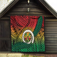 Personalised Vanuatu Yumi 44th Indipendens Dei Quilt Vanuatuan Broad Tusk with Polynesian Tribal