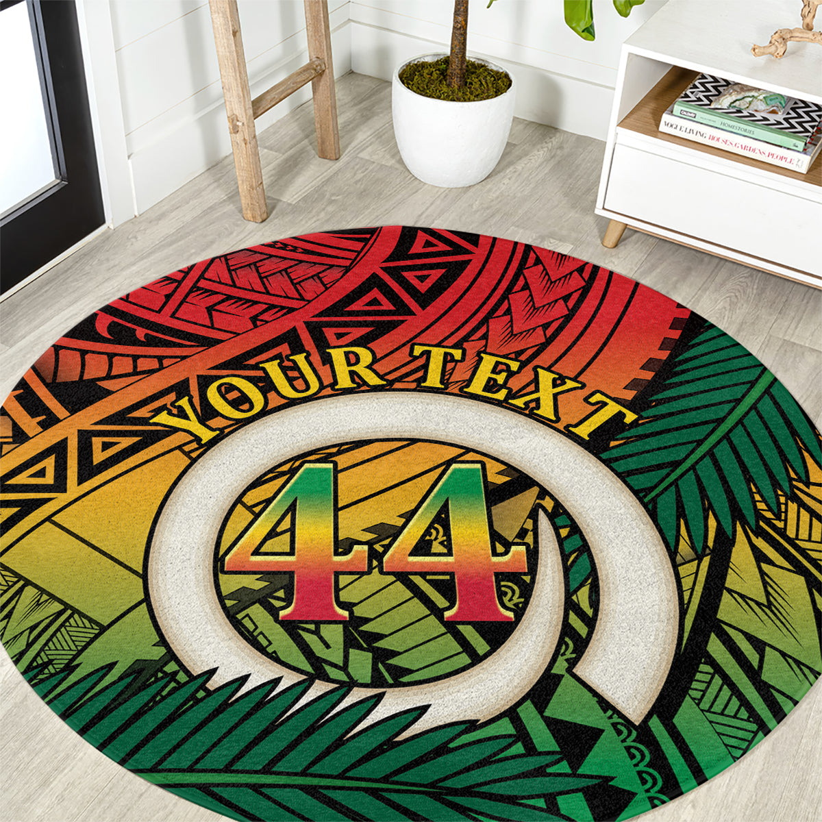 Personalised Vanuatu Yumi 44th Indipendens Dei Round Carpet Vanuatuan Broad Tusk with Polynesian Tribal LT9 Reggae - Polynesian Pride