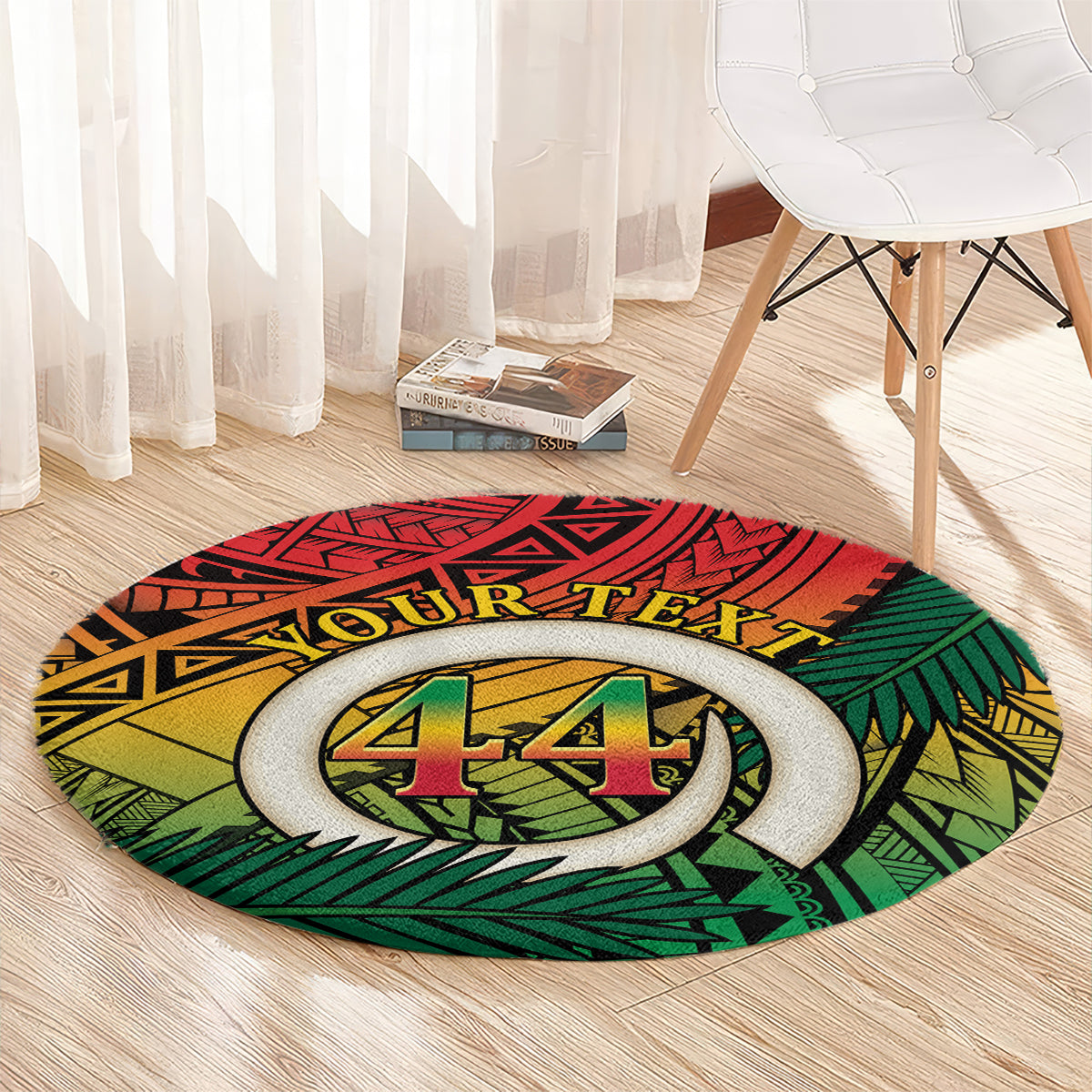 Personalised Vanuatu Yumi 44th Indipendens Dei Round Carpet Vanuatuan Broad Tusk with Polynesian Tribal LT9 - Polynesian Pride