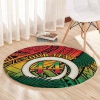 Personalised Vanuatu Yumi 44th Indipendens Dei Round Carpet Vanuatuan Broad Tusk with Polynesian Tribal LT9 - Polynesian Pride