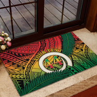 Personalised Vanuatu Yumi 44th Indipendens Dei Rubber Doormat Vanuatuan Broad Tusk with Polynesian Tribal