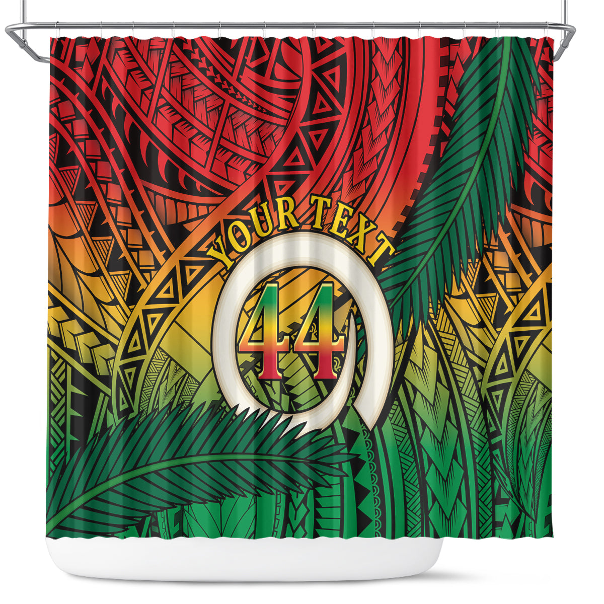 Personalised Vanuatu Yumi 44th Indipendens Dei Shower Curtain Vanuatuan Broad Tusk with Polynesian Tribal LT9 Reggae - Polynesian Pride
