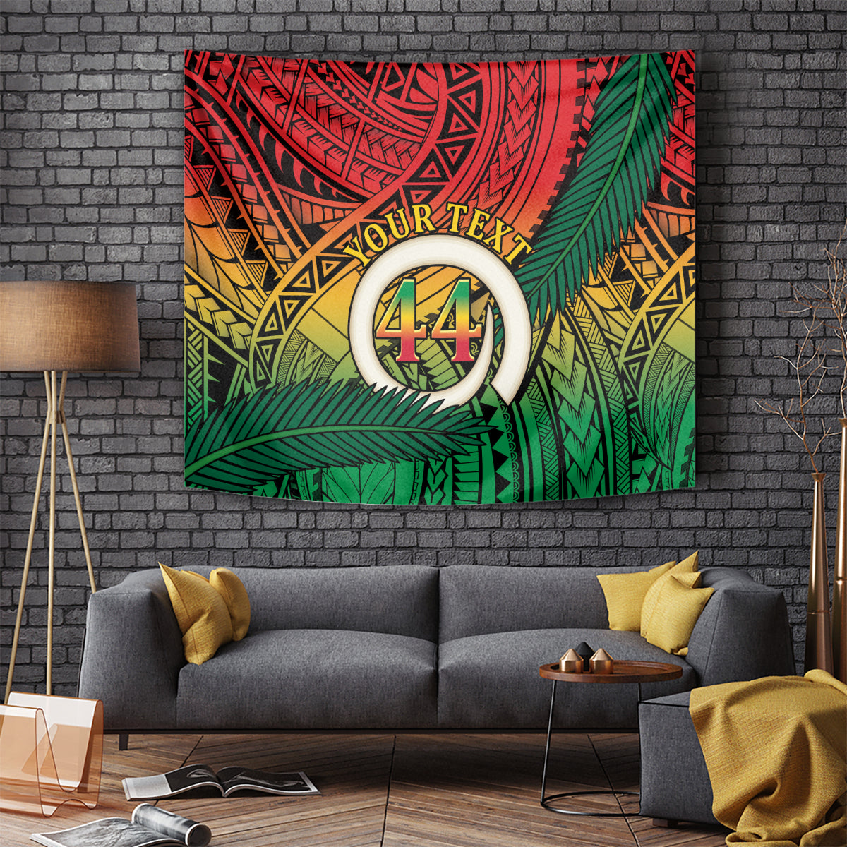 Personalised Vanuatu Yumi 44th Indipendens Dei Tapestry Vanuatuan Broad Tusk with Polynesian Tribal
