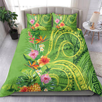 Polynesian Tribal Flower Tattoo Bedding Set Special Lime Green Vibe